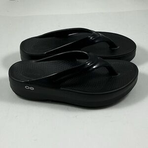 New OOFOS OOlala Black Platform Sandals Size 41 - 10